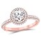 Gem And Harmony 1.65 Carat (ctw SI3-I1 G-H-I) Diamond Solitaire Double Halo Engagement Ring in 14K Rose Pink Gold (1 CT. center)